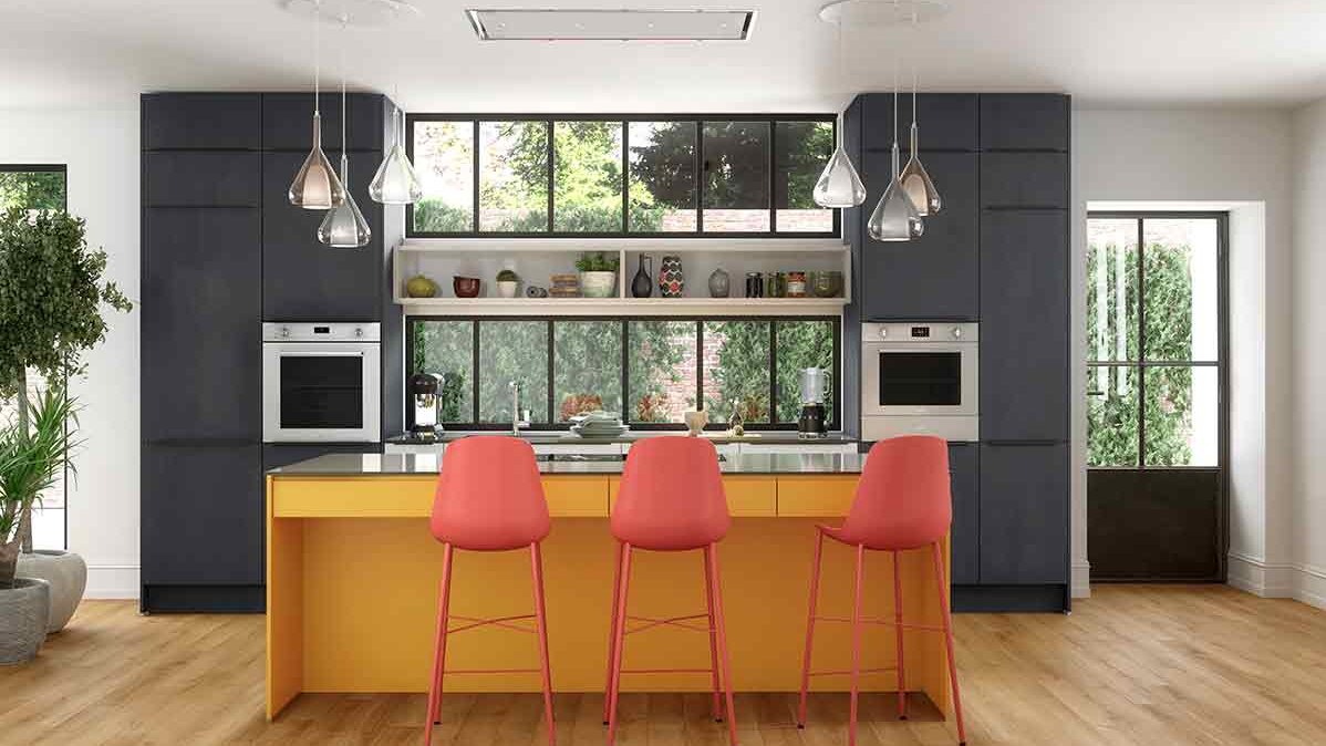 cuisine couleur jaune moutarde